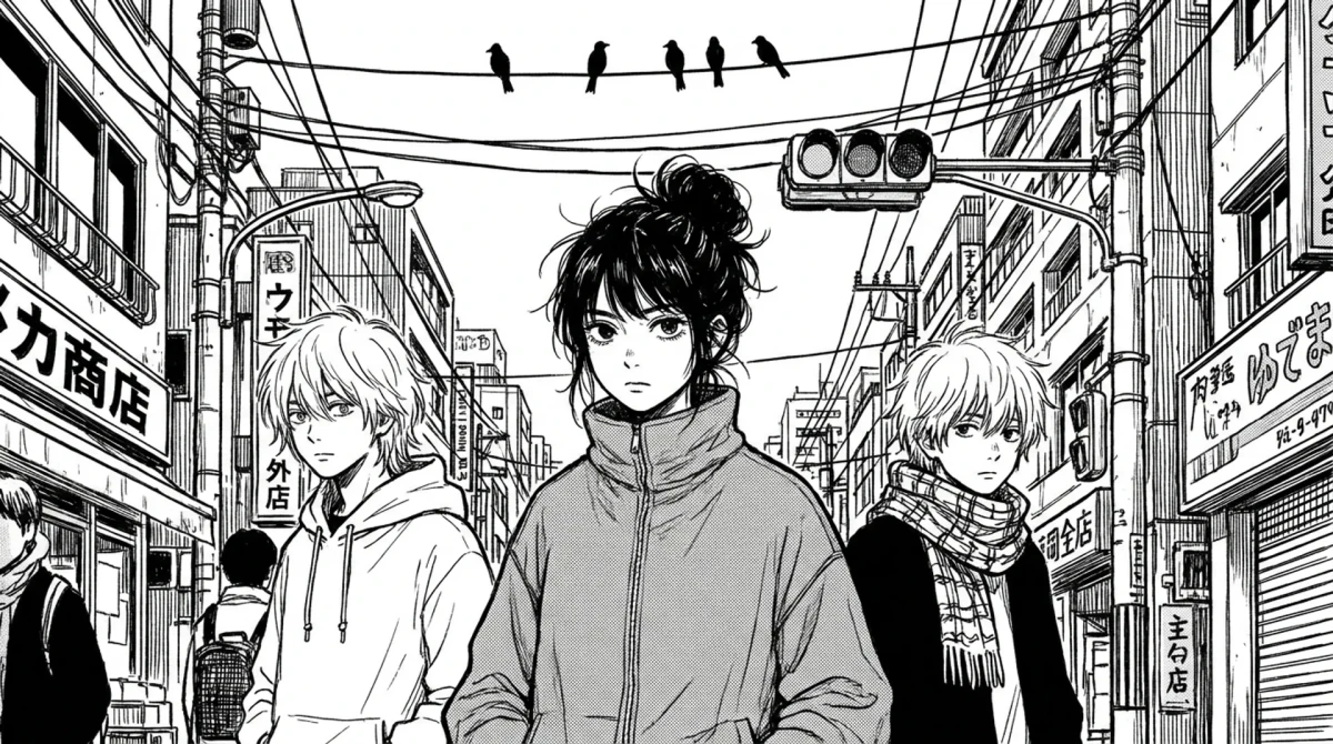Monochrome Manga Street Portrait Prompt