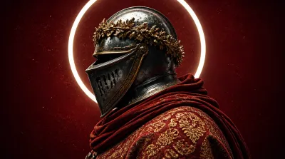 Dark Fantasy Knight with Neon Halo