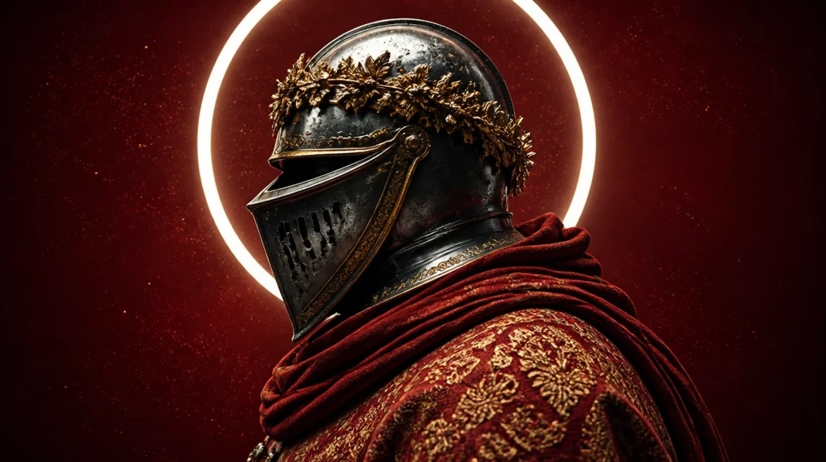 Dark Fantasy Knight with Neon Halo