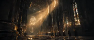 Gothic Cathedral Volumetric Light Prompt