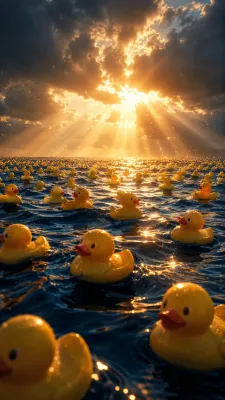 Surreal Golden Hour Duck Ocean Cinematic Still