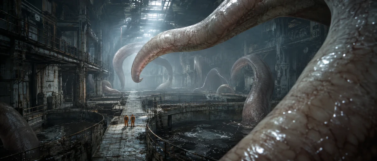 Sci-Fi Horror: Tentacle God in Derelict Hall