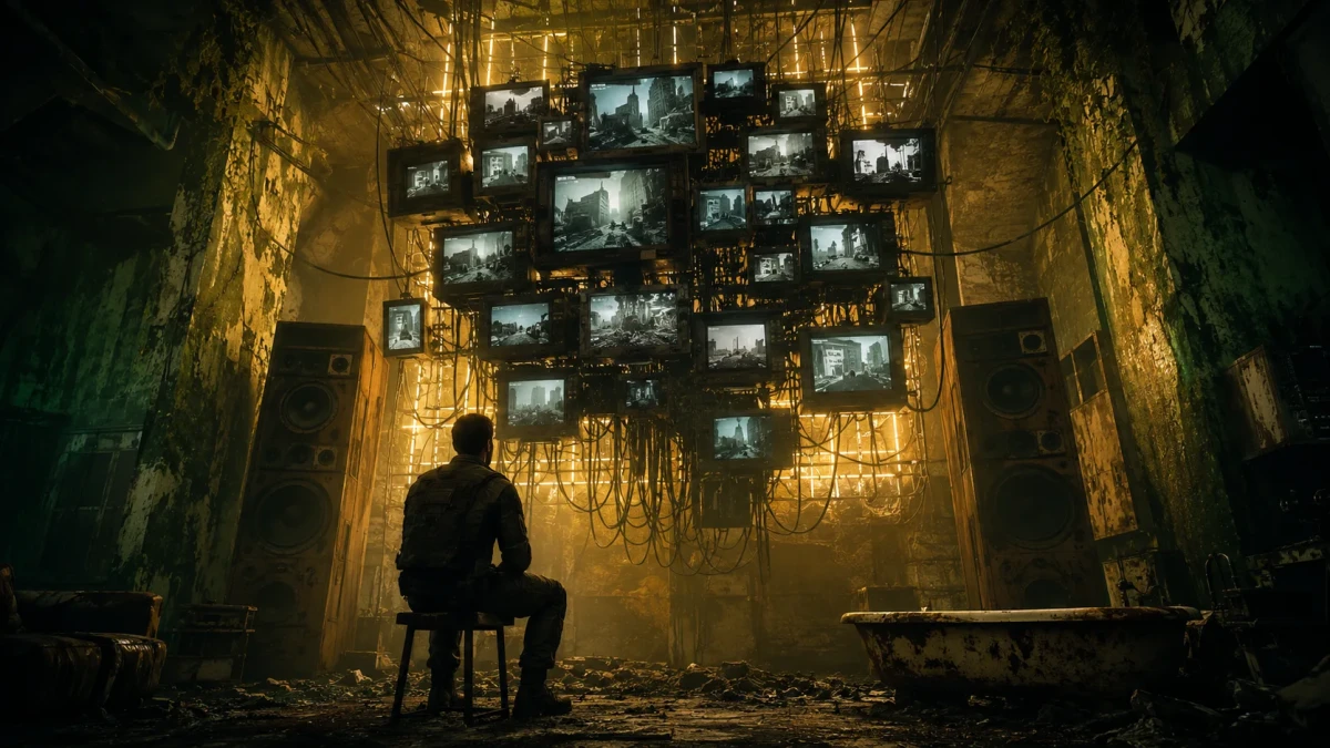 Post-Apocalyptic Neon Hideout Cinematic Prompt