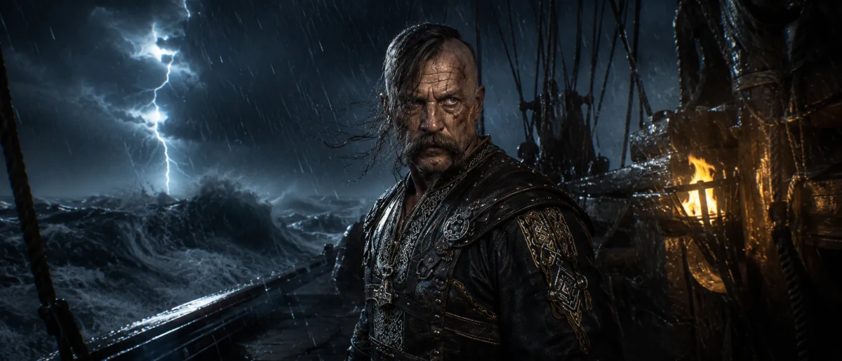 Fierce Cossack-Viking Chief in Storm