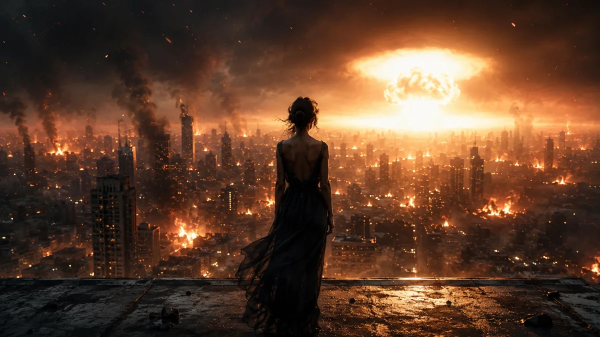 Apocalyptic Rooftop Cinematic Still
