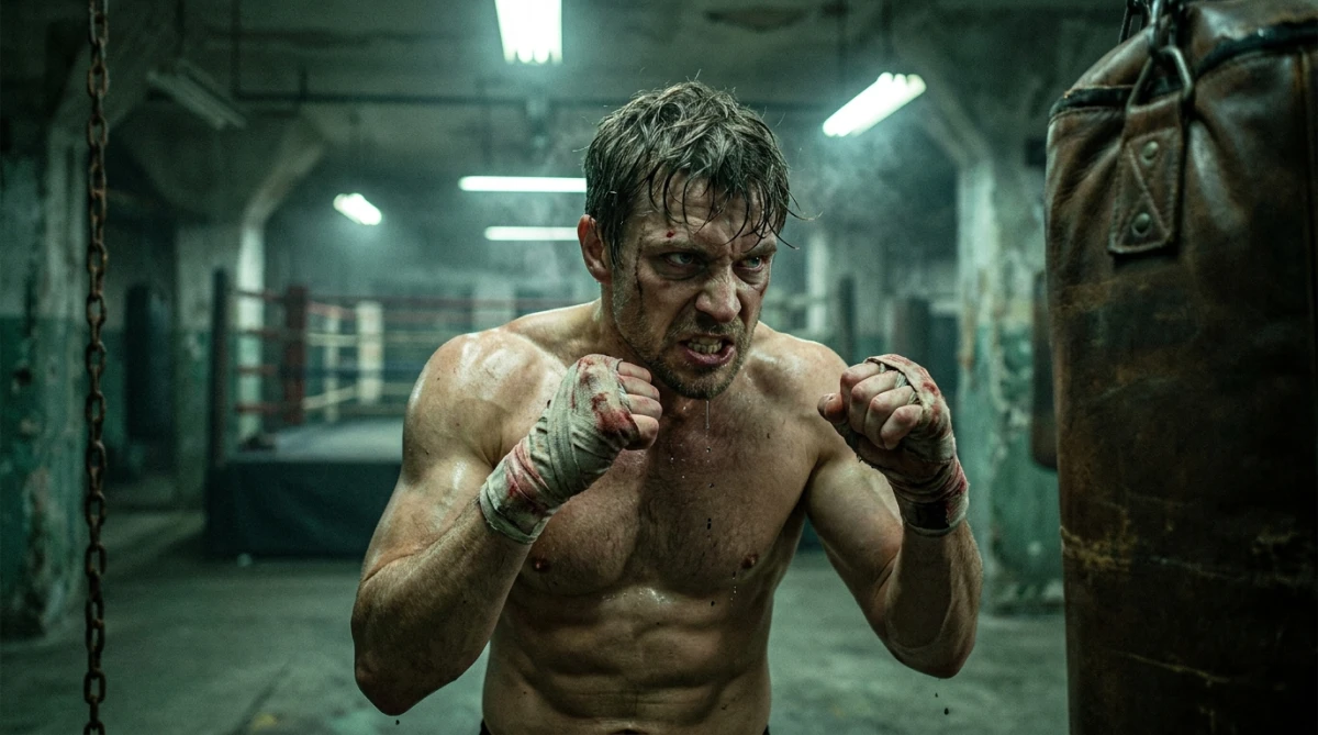 Raw Boxing Portrait – Gritty Cinematic AI Prompt