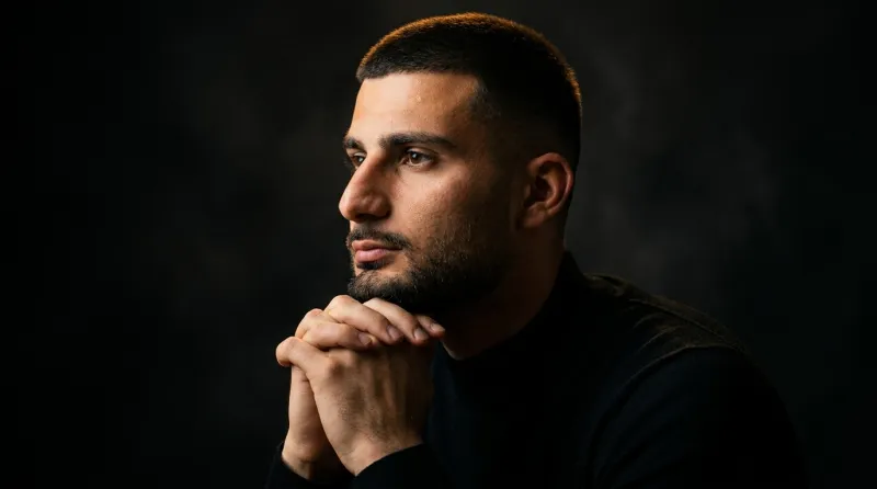 Chiaroscuro Portrait with Amber Rim Light