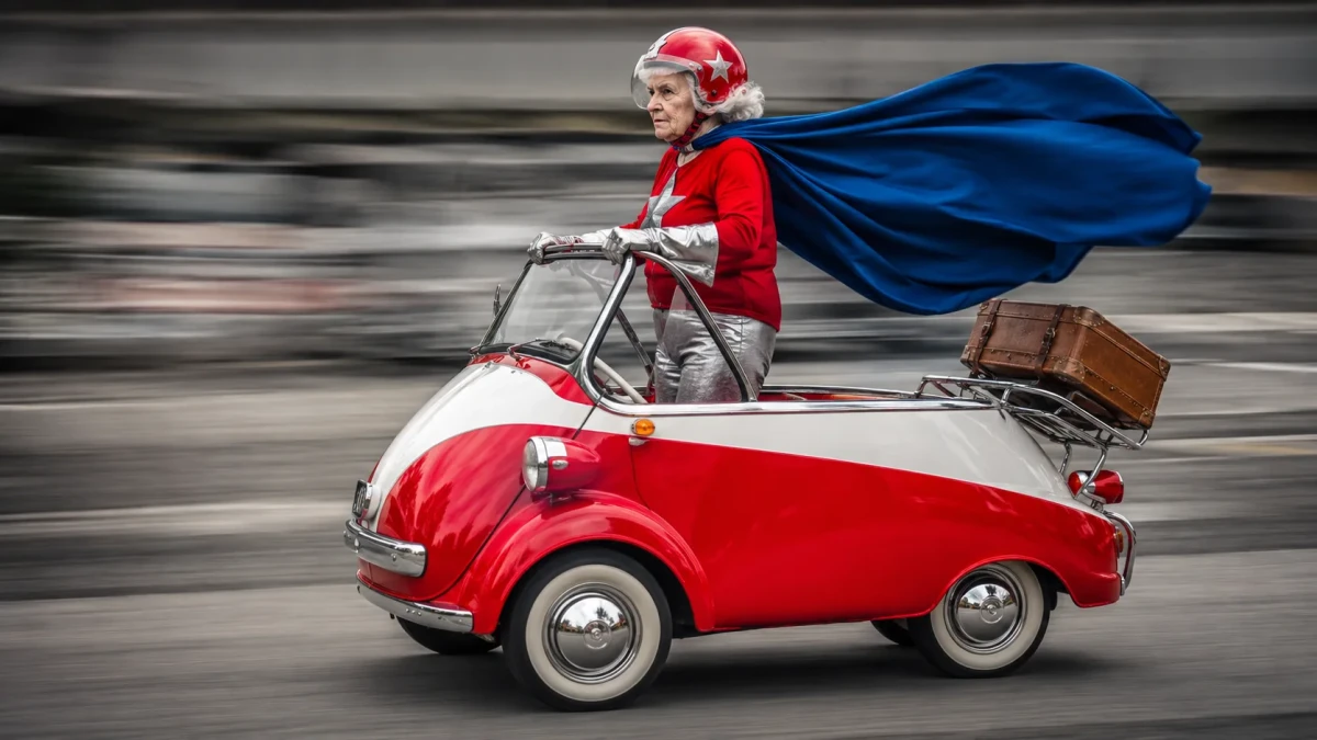 Retro Superhero Panning Shot Prompt