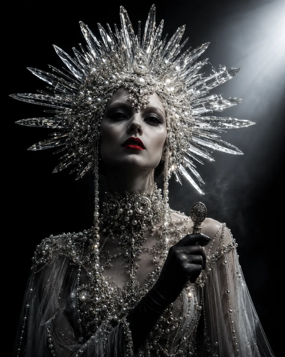 Avant-Garde Portrait with Crystalline Headdress