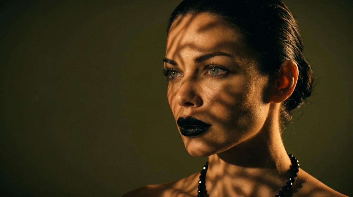 Neo-Noir Amber Portrait: Cinematic Close-Up