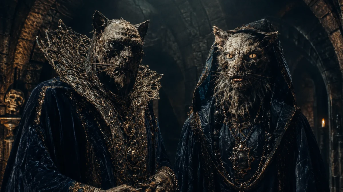 Gothic Crypt Feline Creatures Prompt