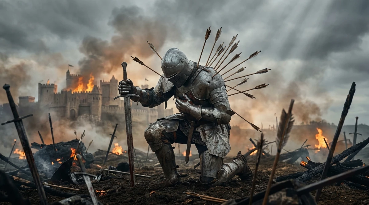 Defiant Knight on a Battlefield – Cinematic Prompt