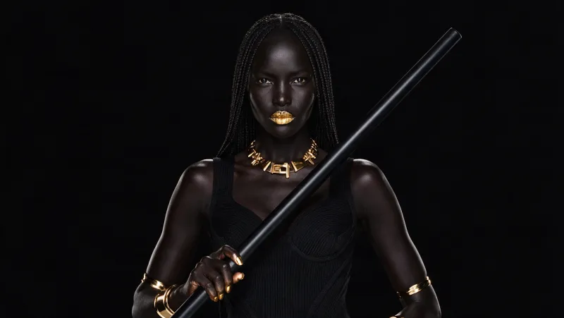 Luxury Black & Gold Editorial Studio Portrait